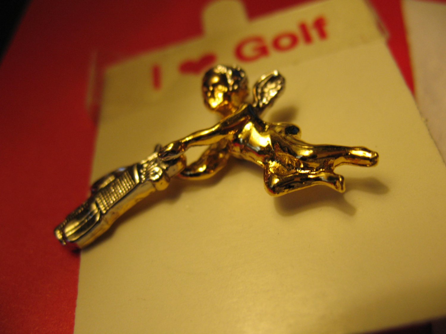 2 Golf Lapel Pins Guardian Angel with Golf Bag Pinback & Golf Clubs