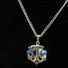 Ladies GoldTone Mariner's Cross Pendant Necklace Silver Cross & Heart 18" Chain