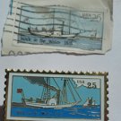 STEAMBOAT WALK IN THE WATER 1818 Stamp & LAPEL PIN USA 25 Cent