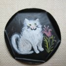 DOLLHOUSE MINIATURE HANDPAINTED TRAY - Black with White Cat - Adorable
