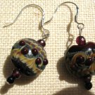 Bumpy Glass Swirl Lampwork & Crystal Beads Artisan 925 Sterling French Hooks
