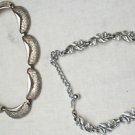 Lot of 2 Vintage Link Choker Necklaces Goldtone Silvertone Leaves Textured CORO
