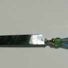 Cake Knife with art Glass Handle Silver Green Blue Clear 12 1/2" Wedding Event