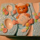Teddy Bear Baby Figure Planter Lefton Bundle of Joy Baby Nursery Boy Blue Roses