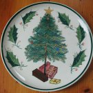 Hand Painted Ceramic Christmas Tree Dinner Serving Plate Made in ITALY Gold Gilt