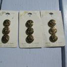 Vintage Lot 9 Eagle Gold Tone Military Style Buttons 5/8" New on cards Le Chic