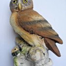 Vintage Great Horned Owl Figurine KW121 Lefton Acorn Branch Porcelain Japan 4"