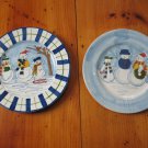 Set of 2 styles Snowmen Christmas plates 8 1/2" diameter, Mesa International