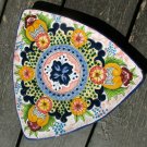 Talavera Plate Triangular Floral Mexican Pottery Folk Art 10" Sebastian Hangs D
