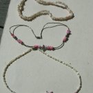 3 Beaded Shell Choker Necklaces White Pink Purple with Birds