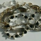 Vintage Gold Tone Choker Necklace Lot Of 4 Chunky Linked Shell Black Jet Beads