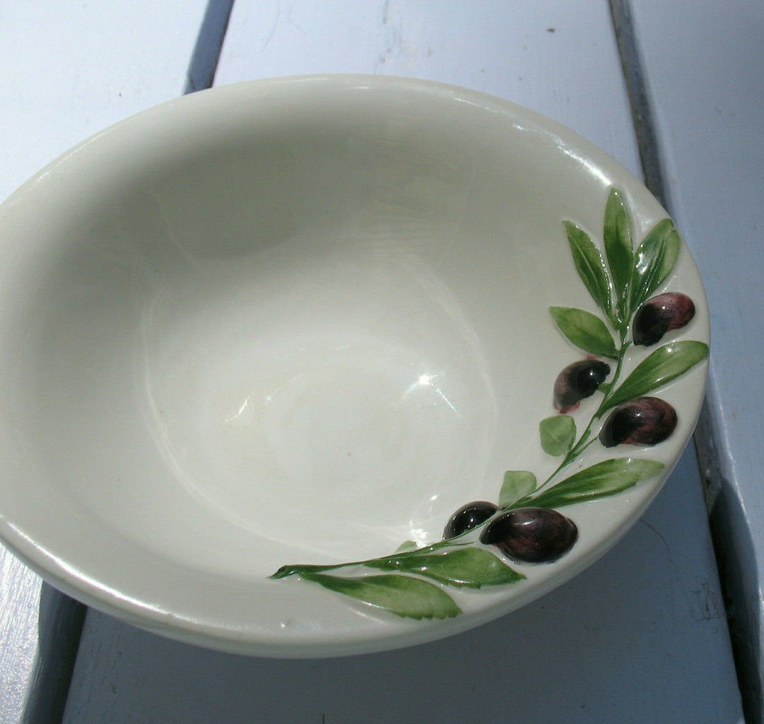 Coupe Bowl Dish Black Olive Relief Made In Italy