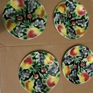 Vintage Cardel Italy Hand Painted Fruit Plates 4 Salad Dishes 8" Relief Embossed