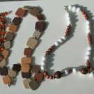 Vintage Lot of 4 Multi Strand Amber Lucite Wood Plastic Metal Beaded Necklaces
