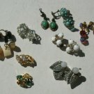 Lot 9 Vintage Earrings 90s & Older Clip Ons Aurora Borealis Rhinestones Green