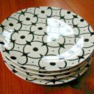 Pottery Barn Black & White CIRCLES Geometric Plates Brazil 8 1/4" Set Of 4