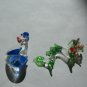 Hand Blown Glass Dragon & Swan Clear Glass with Green & Blue Small