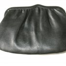 Black Evening Clutch or Shoulder Bag Lined hinged 9" x 6" Leather