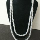 Vintage Spiral Beaded Rope Faux Pearl Gold tone Necklace 48" Flapper Woven