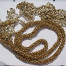 Vintage Seed Bead Pearl Cord Rope Belt w/ tassels & White Gold Link with Tassle
