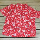 Hibiscus Flowers Red White XL Hawaiian Aloha Shirt Black Sands Casuals 3Com