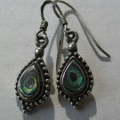 Vintage Sterling Silver Abalone Dangle Earrings French Hook 925 Textured
