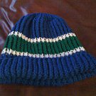 blue white and green knit cap hoodie hat beanie