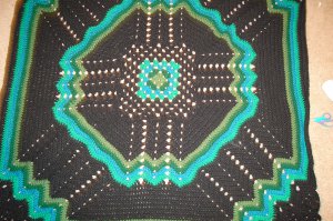 Multi-green/black lapghan comforter blanket