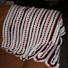 Crocheted red white & black blanket afghan comforter