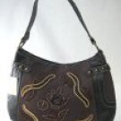 Fabric & Leather Look Handbags with Front Bead & Sequin Floral Design - Elcante