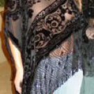 Burnout Velvet 'Angel' Print Poncho with Hanging Fringe