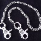 CUSTOM 925 STERLING SILVER TRIBAL BIKER BARREL SKULL ROCK STAR WALLETCHAIN 23"