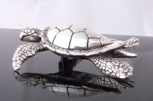 LARGE 925 SILVER AQUAMARINE SEA TURTLE LADIES PENDANT