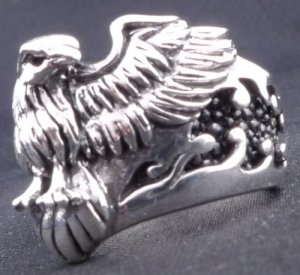 925 STERLING SILVER STINGRAY HUGE SOLID EAGLE BIKER ROCKER CHOPPER RING sz N-Z3