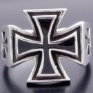 925 SILVER MALESE IRON CROSS KING BIKER RING SZ N to Z3