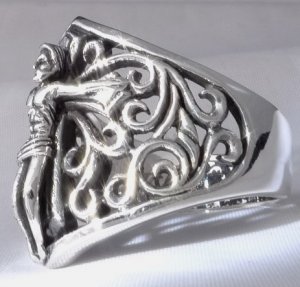 925 SILVER JESUS CRUZIFIX HOLY TRIBAL RING SZ N-Z3