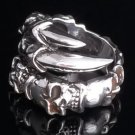 925 SILVER SKULL CLAW BIKER CHOPPER RING SZ N to Z3
