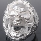 SILVER PLATED ENCRUSTED SKULL CHOPPER RING sz SZ R 1/2, T 1/2, V 1/2 = 9,10,11