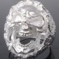 SILVER PLATED ENCRUSTED SKULL CHOPPER RING sz SZ R 1/2, T 1/2, V 1/2 = 9,10,11