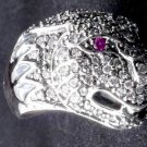 925 SILVER CUSTOM PUMA COUGAR JAGUAR GEMSTONE RING SZ W