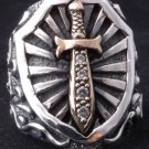 925  STERLING SILVER KNIGHT DAGGER GEM RING SZ N to Z3