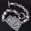 SKULL CARD LINK CHOPPER ROCKSTAR KING BRACELET 8.25,9"