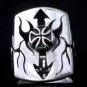 925 SILVER IRON CROSS KING BIKER ARROW MEDIEVAL CHOPPER KING RING SZ N to Z3