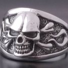 925 Silver Skull Bone Flame Biker Rebel Ring SZ V 1/2