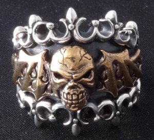 925 SILVER BAT WING SKULL ROCK CHOPPER RING sz N to Z3