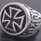 STERLING SILVER MALTESE CROSS FLAME BIKER RING SZ N-Z3