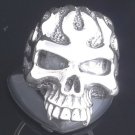 925 Sterling Silver Skull Flame Jaw Biker Chopper Rebel Ring sz N to Z3
