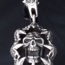 925 SILVER SKULL CLAW CHOPPER BIKER ROCKSTAR PENDANT