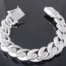 FANCY 925 SILVER PLATED SMOOTH LINK BIKER LADIES / MAN'S BRACELET 7.4" / 7.9"