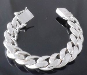 FANCY 925 SILVER PLATED SMOOTH LINK BIKER LADIES / MAN'S BRACELET 7.4" / 7.9"